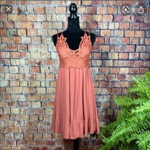 Faded Rose Boho Crochet Adella Style Slip Dress